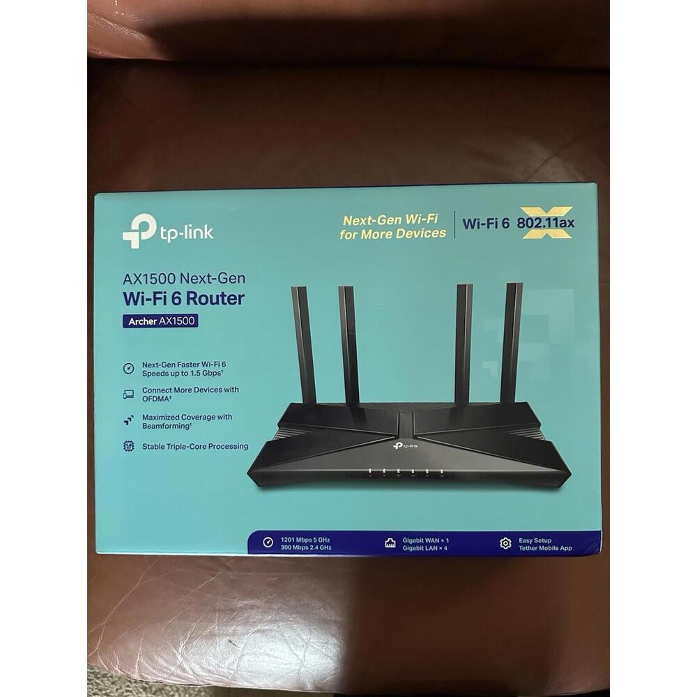 NEW TP-Link AX1500 Next-Gen Wi-Fi 6 Router (Archer AX1500) - Black Open Box
